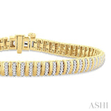 1.00 ctw Ribbed Round Cut Diamond Bracelet in 10K Yellow Gold