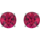 Sterling Silver 6 mm Lab-Grown Ruby Earrings