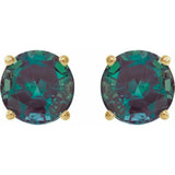 14K Yellow Gold 8 mm Lab-Grown Alexandrite Earrings