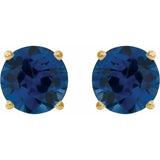 14K Yellow Gold 8 mm Lab-Grown Blue Sapphire Earrings