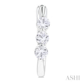 3/4 Ctw 3-Stone Round Cut Diamond Fashion Hoop Earring in 14K White Gold