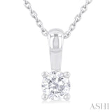 1/4 Ctw Prong Set Round Cut Diamond Solitaire Pendant With Chain in 14K White Gold