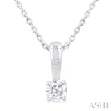 1/10 Ctw Prong Set Round Cut Diamond Solitaire Pendant With Chain in 14K White Gold