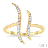 1/6 Ctw Double Wave Round Cut Diamond Fashion Open Ring in 10K Yellow Gold