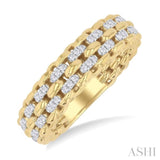 1/4 Ctw Bold Cable Chain Inspired Round Cut Diamond Fashion Ring in 14K Yellow Gold