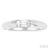 1/3 ctw East-West Set Emerald Cut Diamond Solitaire Fashion Ring in 14K White Gold