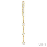 1/3 Ctw Round Cut Diamond Chain Dangler Hoop Earring in 10K Yellow Gold