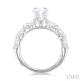 1.00 Ctw Pear Shape Marquise and Round Cut Diamond Semi Mount Engagement Ring in 14K White Gold