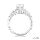 1 Ctw Pers Shape Oval and Round Cut Diamond Semi Mount Engagement Ring in 14K White Gold