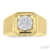 1/2 Ctw Lovebright Two-Tone Round Cut Diamond Men's Ring in 10K Yellow and White Gold