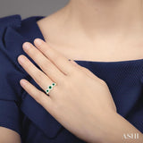 5/8 ctw Lovebright Past, Present and Future 3.80 & 3.00MM Emerald and Round Cut Diamond Precious Ring in 14K Yellow Gold