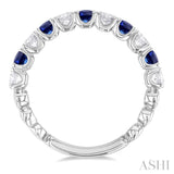 1/2 ctw Round Cut 2.85MM Sapphire and Diamond Precious Wedding Band in 14K White Gold