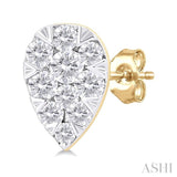 1/6 ctw Lovebright Petite Pear Shape Round Cut Diamond Fashion Stud Earring in 10K Yellow Gold