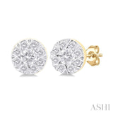 1/6 ctw Lovebright Petite Round Shape Round Cut Diamond Fashion Stud Earring in 10K Yellow Gold