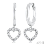 1/10 Ctw Petite Heart Shape Round Cut Diamond Fashion Huggies Earrings in 10K White Gold