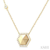 1/4 ctw Petite Hexagon Round Cut Diamond Halo Fashion Necklace in 14K Yellow Gold