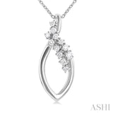 1/5 Ctw Marquise Shape Scattered Round Cut Diamond Fashion Pendant With Chain in 10K White Gold