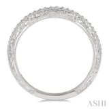 1/6 ctw Engraved Round Cut Diamond Wedding Band in 14K White Gold