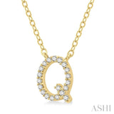 1/20 Ctw Initial 'Q' Round Cut Diamond Pendant With Chain in 14K Yellow Gold