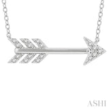 1/10 Ctw Arrow Petite Round Cut Diamond Fashion Pendant With Chain in 10K White Gold