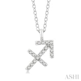 1/10 Ctw Sagittarius Round Cut Diamond Zodiac Pendant With Chain in 14K White Gold