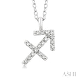 1/10 Ctw Sagittarius Round Cut Diamond Zodiac Pendant With Chain in 14K White Gold