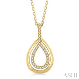 1/10 ctw Petite Pear Shape Round Cut Diamond Fashion Pendant With Chain in 10K Yellow Gold