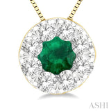 1/3 ctw Round Cut and 3.8MM Emerald Cut Lovebright Diamond Precious Pendant With Chain in 14K Yellow and White Gold