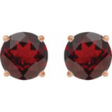 14K Rose 7 mm Natural Mozambique Garnet Stud Earrings