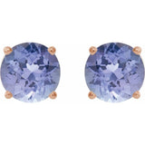 14K Rose 7 mm Natural Tanzanite Stud Earrings