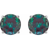 14K White 7 mm Lab-Grown Alexandrite Stud Earrings