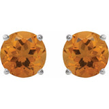 14K White 7 mm Natural Citrine Stud Earrings