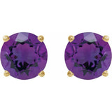 14K Yellow 7 mm Natural Amethyst Stud Earrings