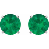 Platinum 7 mm Lab-Grown Emerald Stud Earrings