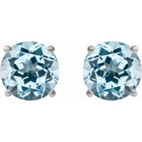 Platinum 7 mm Natural Sky Blue Topaz Stud Earrings