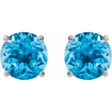 Sterling Silver 7 mm Natural Swiss Blue Topaz Earrings