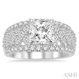 1 1/2 Ctw Diamond Semi-mount Engagement Ring in 14K White Gold