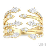1 Ctw Five-Way Split Pear and Round Cut Diamond Fashion Open Ring in 14K Yellow Gold
