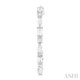 1 1/6 Ctw Inside & Outside Mixed Diamond Cut Fashion Open Hoop Earrings in 14K White Gold