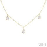 1 1/5 Ctw Bezel Set Mixed Diamond Cut Station Necklace in 14K Yellow Gold