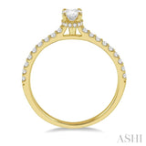 1/5 ctw Oval Shape Round Cut Diamond Semi Mount Engagement Ring in 14K Yellow Gold