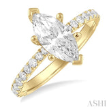 1/2 ctw Marquise Shape Round Cut Diamond Semi Mount Engagement Ring in 14K Yellow Gold