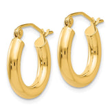 14k Polished 3mm Lightweight Tube Hoop Earrings