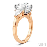 1 1/10 Ctw Oval Shape Trillion Cut & Round Cut Diamond Semi-Mount Engagement Ring in 14K Rose and White Gold