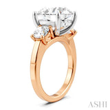 1 1/10 Ctw Tri-Mount Past, Present and Future Round Cut Diamond Semi-Mount Engagement Ring in 14K Rose and White Gold