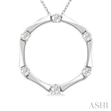 1/4 Ctw Petite Bamboo Shoot Inspired Round Cut Diamond Fashion Pendant With Chain in 14K White Gold