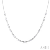 1 ctw Halfway Bamboo Internodes Round Cut Diamond Fashion Necklace in 14K White Gold
