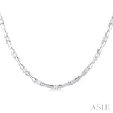 1 ctw Halfway Bamboo Internodes Round Cut Diamond Fashion Necklace in 14K White Gold