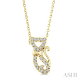 1/10 Ctw Cat Shape Petite Single Cut Diamond Fashion Pendant With Chain in 10K Yellow Gold