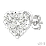 1/6 Ctw Lovebright Petite Heart Shape Round Cut Diamond Fashion Stud Earrings in 10K Yellow and White Gold